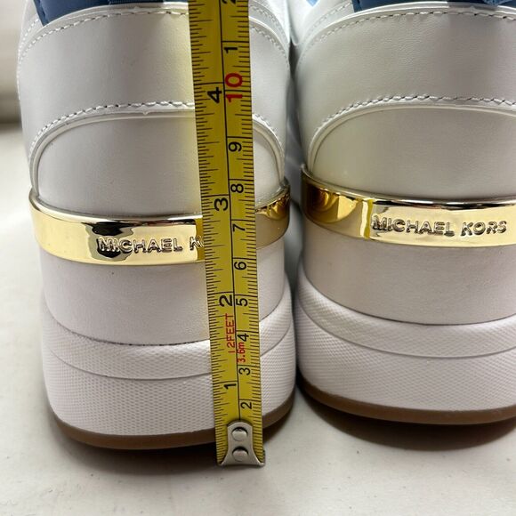 Michael Kors Georgie Trainer Leather Lace Up Sneakers French Blue Women 10M NWB - Picture 5 of 10